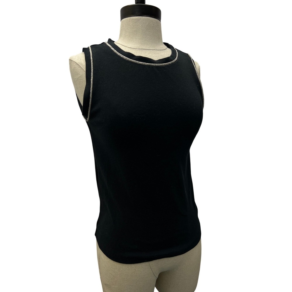 Calypso St. Barth Tank Top Womens Small Black Excellent Chain Trim Sleeveless